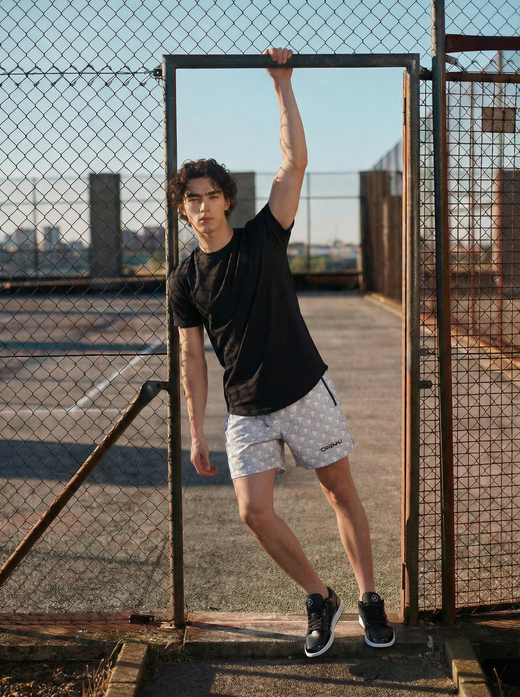 Man wearing Chimu shorts styled for a Miami weekend