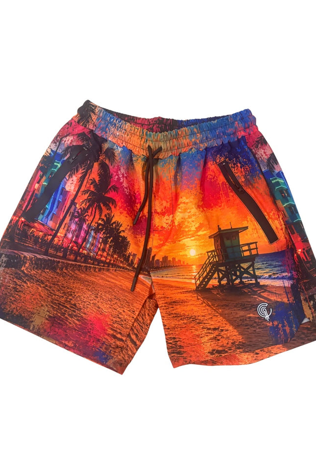 Chimú SOBE quick-dry shorts with South Beach-inspired print